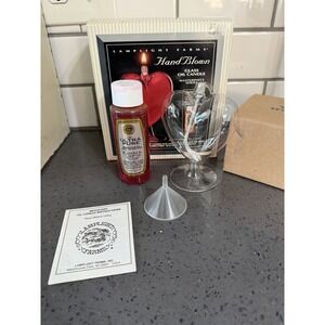 Vintage Lamplight Farms Handblown Glass Heart Oil Candle Set‎ w/Oil New